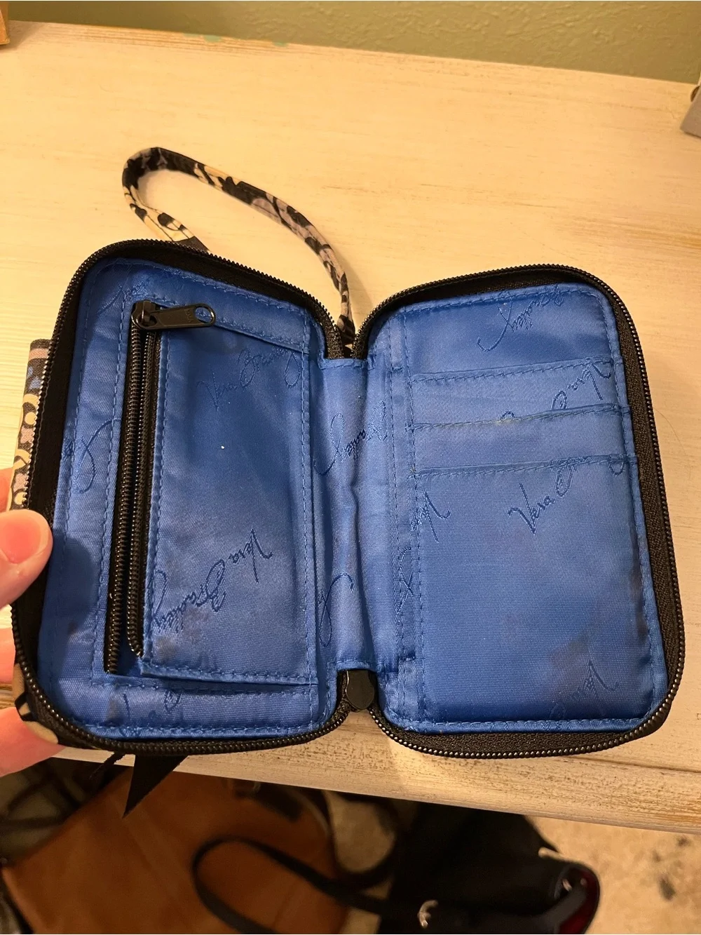 Vera Bradley “Canterberry Cobalt” Quilted Zip-Around Wristlet